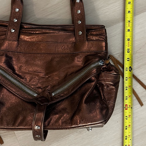 BOTKIER Bronze Metallic “Trigger” Leather Shoulder Gold Hardware Satchel Handbag - Picture 10 of 11